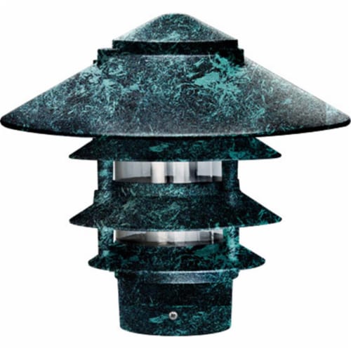 Dabmar Lighting D5400-VG Cast Aluminum Four Tier Pagoda Light with 3 In. Base- Verde Green Perspective: front