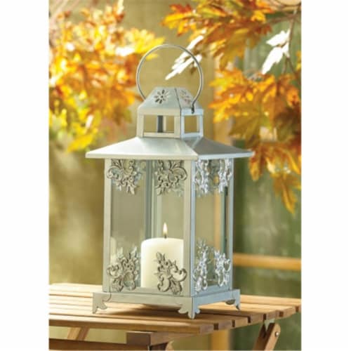 C. Alan 39891 Silver Scrollwork Candlelantrn Perspective: front