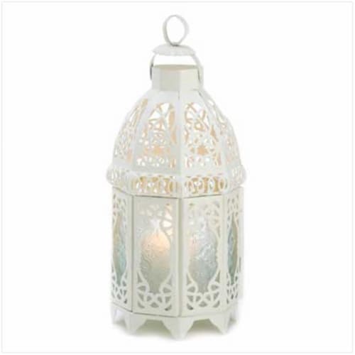 C. Alan 13364 White Lattice Lantern Perspective: front