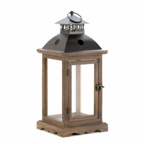 Home Locomotion  Large Rustic Wood Lantern Perspective: front
