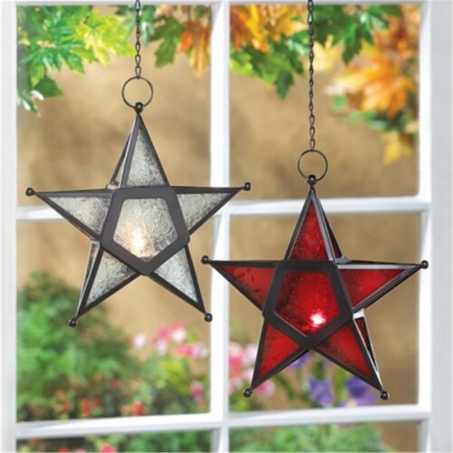 Zingz & Thingz 12288 Red Star Candle Lantern Perspective: front