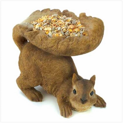 WOODLAND SQUIRREL BIRD FEEDER Perspective: front