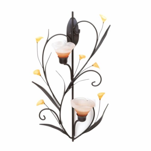 Koehler Home Kitchen Decorative Gift Amber Lilies Candle Wall Sconce Perspective: front