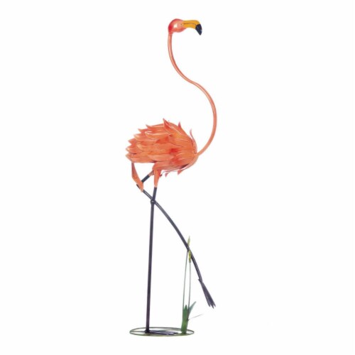 STANDING FLAMINGO GARDEN DECOR Perspective: front