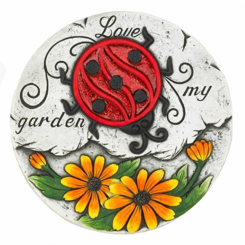 Summerfield Terrace 10018532 Sunflower Lady Bug Garden Stepping Stone, Cement Perspective: front