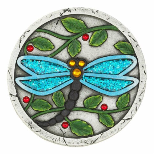 Summerfield Terrace 10018534 Blue Dragonfly Garden Stepping Stone, Cement Perspective: front