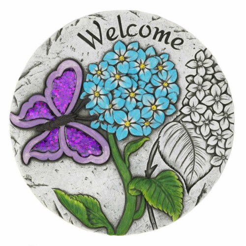 Summerfield Terrace 10018542 Welcome Butterfly Garden Stepping Stone, Cement Perspective: front