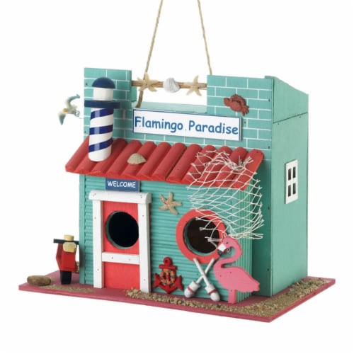 Songbird Valley Flamingo Paradise Birdhouse Perspective: front
