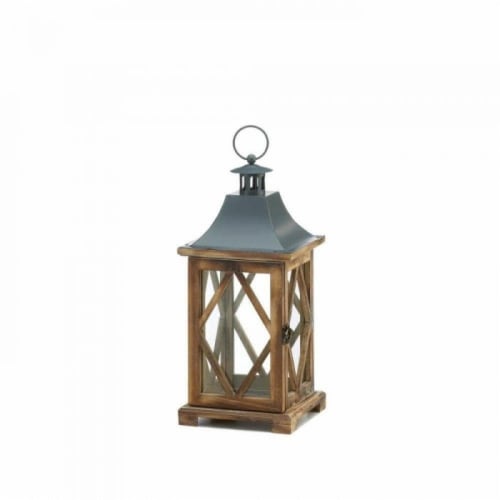 Gallery of Light 10018827 Wooden Diamond Lattice Lantern Perspective: front