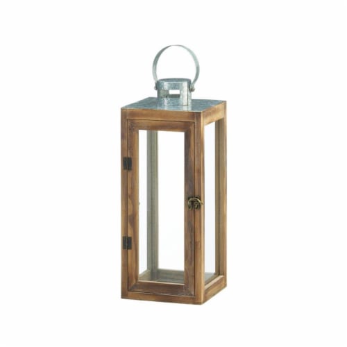 Gallery of Light 10018831 Metal Top Square Wood Lantern Perspective: front