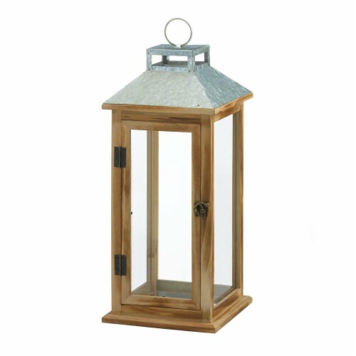 Gallery of Light 10018832 Metal & Wood Galvanized Lantern Perspective: front
