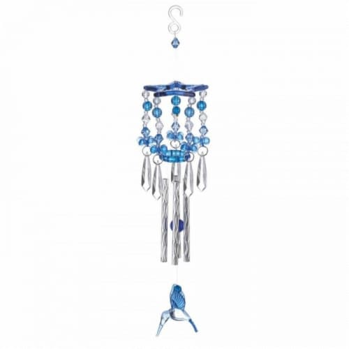 Summerfield Terrace 10018837 Hummingbird Wind Chimes, Blue Perspective: front