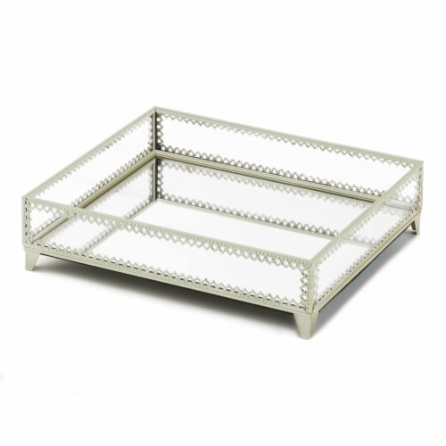 Silver Trim Glass Tray Perspective: front