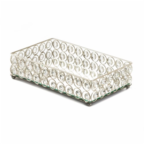 10018950 Crystal Tray, Iron, Glass - Made In India Perspective: front