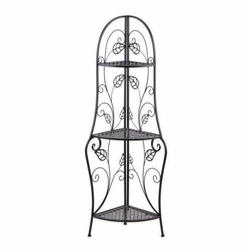 Zingz & Thingz 3 Tier Metal Corner Baker Shelf in Black Perspective: front