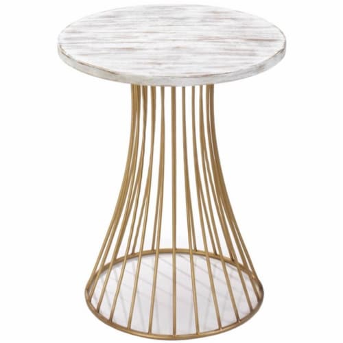 Zingz & Thingz Nikki Chu Santa Barbara Round Wooden Accent Table in Gold Perspective: front