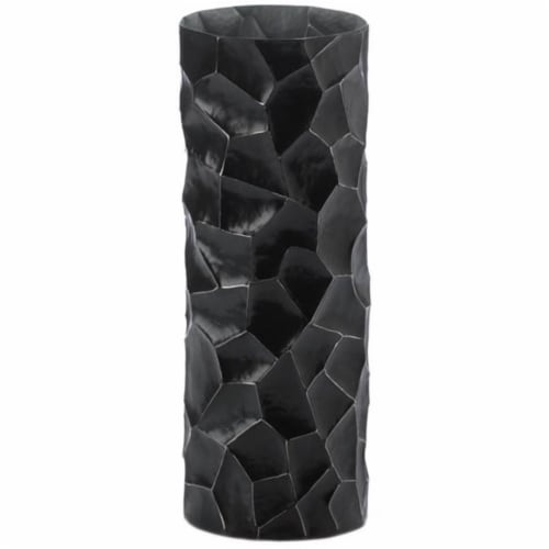 Zingz & Thingz Nikki Chu Gramercy Hammered Metal Vase in Black Perspective: front