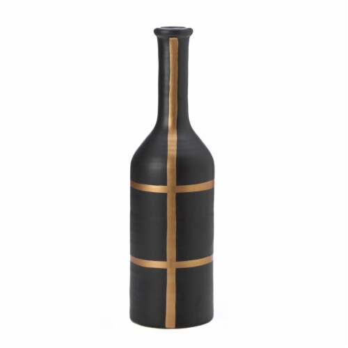 Zingz & Thingz Nikki Chu Iberia Ceramic Vase in Black and Gold Perspective: front