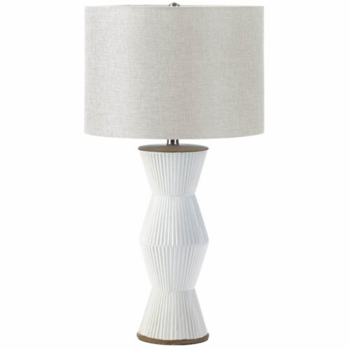 Zingz & Thingz Nikki Chu Gable Ridges Ceramic Table Lamp in White Perspective: front