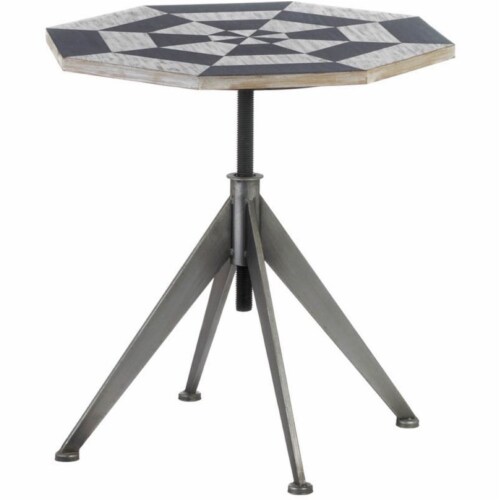 Zingz & Thingz Nikki Chu Wooden Checker Side Table in Black and White Perspective: front