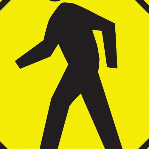 Lyle Pedestrian Crossing Traffic Sign,30 x30   W11-2-30SYGA Perspective: front