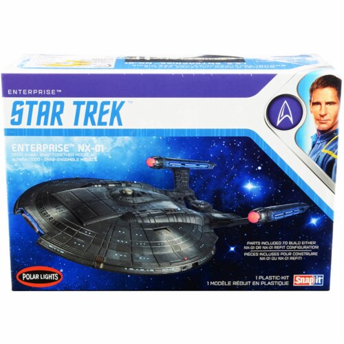 Polar Lights POL966M 1-1000 Scale Skill 2 Snap Enterprise NX-01 Starship Star Trek Enterprise Perspective: front