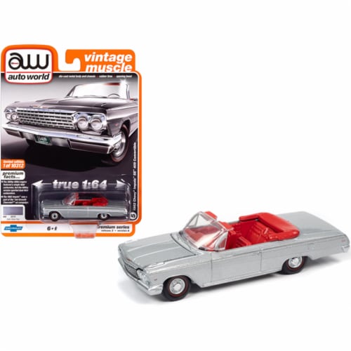 Autoworld 64262-AWSP045A 1-64 Scale 1962 Chevrolet Impala SS 409 Convertible Satin Silver Met Perspective: front