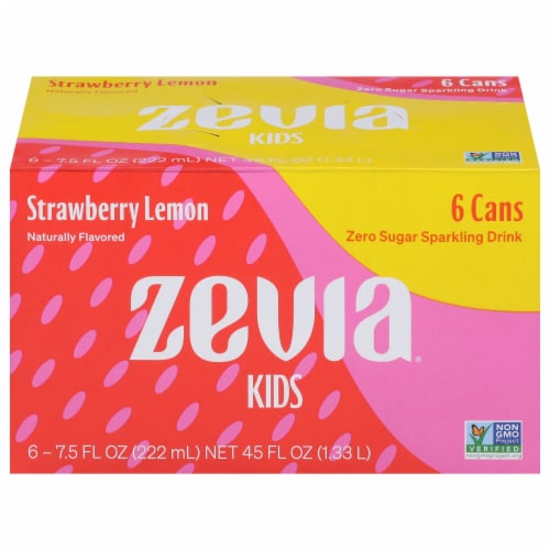 Zevia® Kids Strawberry Lemonade Sparkling Drink Cans Perspective: front