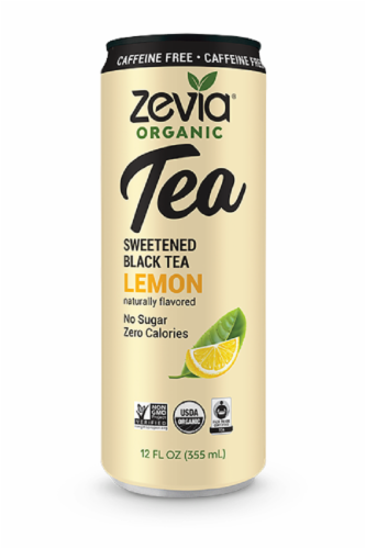 Zevia Organic Caffeine Free Lemon Sweetened Black Tea Perspective: front