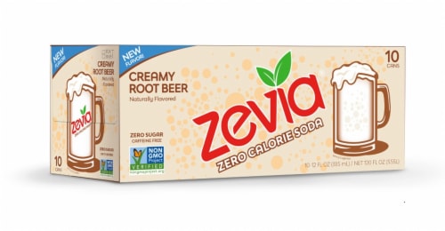 Zevia Zero Calorie Creamy Root Beer Soda Perspective: front