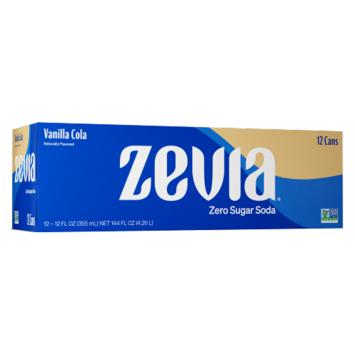 Zevia® Zero Sugar Vanilla Cola Soda Perspective: front