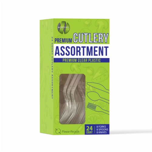 Worthy Premium Plastic Cutlery Assortment - Clear Perspective: front