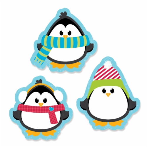 Big Dot of Happiness Holly Jolly Penguin - DIY Shaped Holiday and Christmas Cut-Outs - 24 Ct Perspective: front