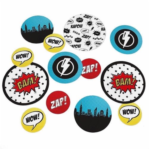 Big Dot of Happiness Bam Superhero - Baby Shower or Birthday Party Decor Large Confetti 27 Ct Perspective: front