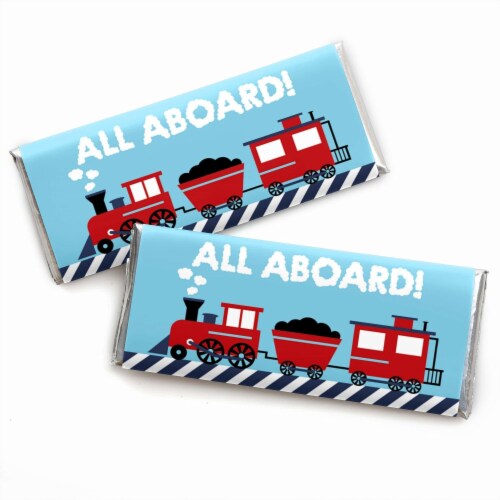 Big Dot of Happiness Railroad Party Crossing - Candy Bar Wrapper Party Favors - 24 Ct Perspective: front