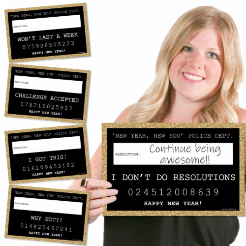Big Dot of Happiness New Year's Eve Gold - Resolution Mug Shots Photo Booth Props 20 Ct Perspective: front