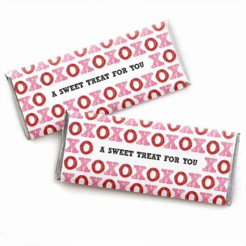 Big Dot of Happiness Conversation Hearts Candy Bar Wrapper Valentine's Day Party Favors 24 Ct Perspective: front