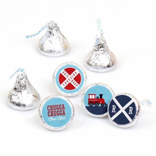 Big Dot of Happiness Railroad Party Crossing Train Round Candy Sticker Favors 1 sheet of 108 Perspective: front