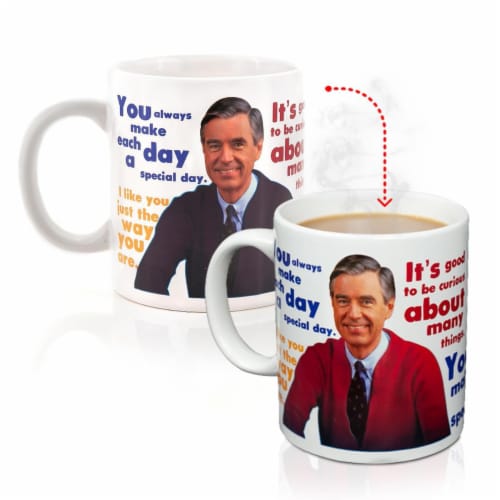 Mister Rogers Sweater Changing Mug | Sweater Changes With Heat | Holds 16 Ounces Perspective: front