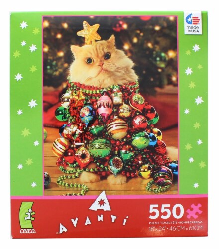 Ornament Kitty 550 Piece Christmas Jigsaw Puzzle Perspective: front