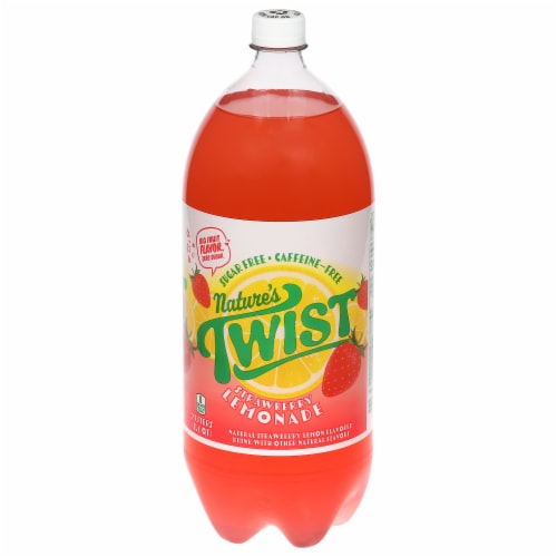 Nature's Twist Sugar Free Strawberry Lemonade Caffeine Free Drink Bottle Perspective: front
