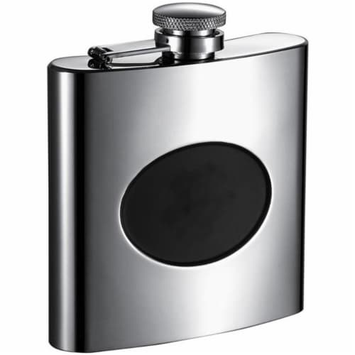 Visol VF1309 Visol Romare Polished Flask with Recessed Black Engraving Plate - 6 oz Perspective: front