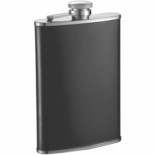 Visol VF1308 Visol Marcel Matte Black Stainless Steel Liquor Flask - 8 oz Perspective: front