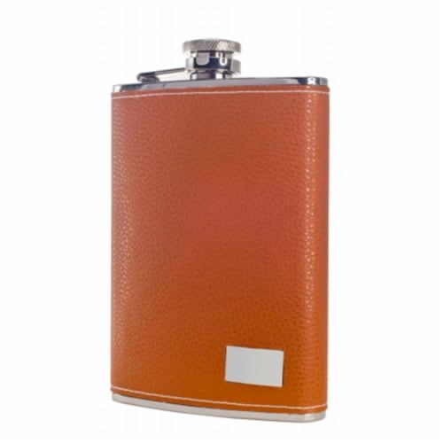 Visol VF1327 Visol Wrangler Brown Leather Liquor Flask - 8oz Perspective: front