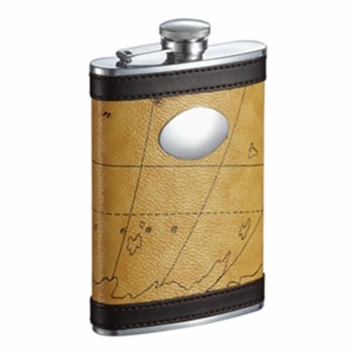 Visol VF1336 Globe Yellow & Brown Liquor Flask - 8 oz Perspective: front