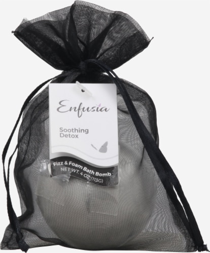 Enfusia Soothing Detox Fizz & Foam Charcoal Bath Bomb Perspective: front