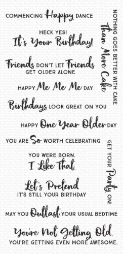 My Favorite Things Clearly Sentimental Stamps 4 X8 -Anything-But-Basic Birthday Wishes Perspective: front