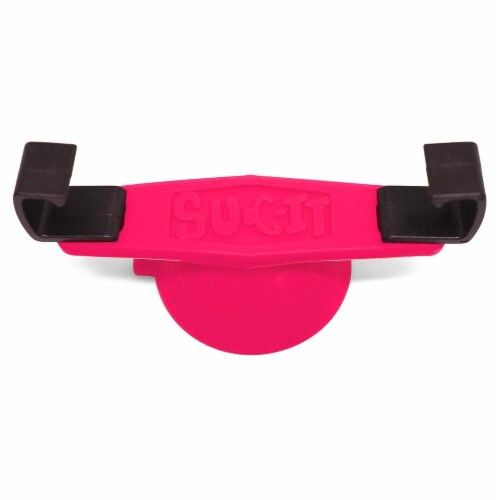 SUC-IT Thermal Silicone Suction Cup Phone Holder Stand - Pink with Black Clips Perspective: front