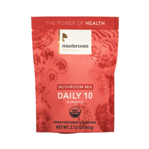 Mushroom Revival Mushroom Mix Daily 10 Gummies Perspective: front