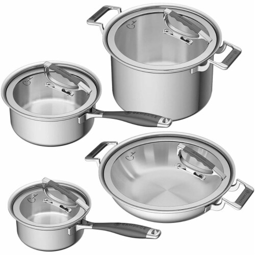 NutriChef 8pc Nonstick Stainless Steel Kitchen Cookware Pan Set w/Lids (2  Pack), 1 Piece - Kroger